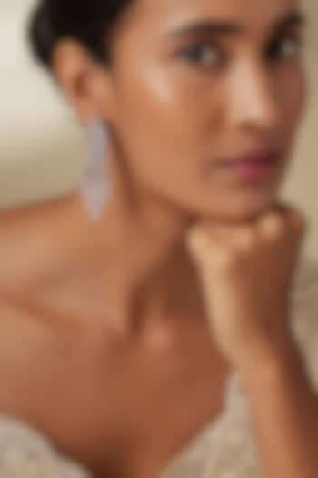 White Finish Zircon Dangler Earrings by Aster at Pernia's Pop Up Shop