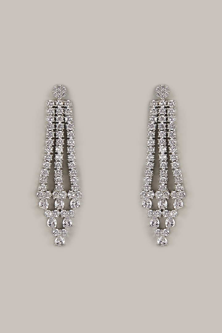 White Finish Zircon Dangler Earrings by Aster at Pernia's Pop Up Shop