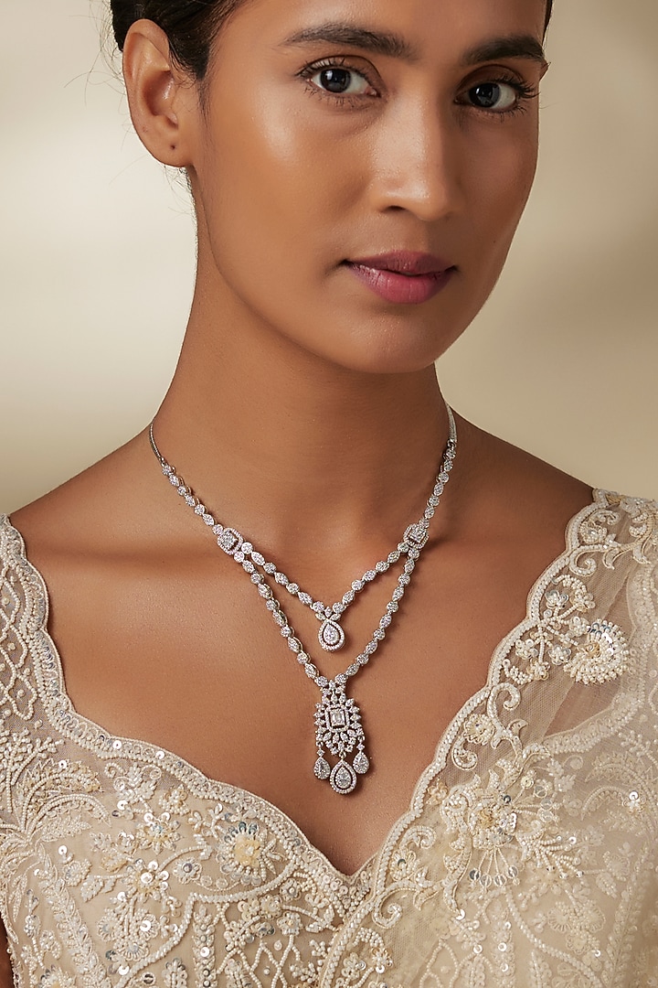 White Finish Zircon Layered Necklace by Aster at Pernia's Pop Up Shop