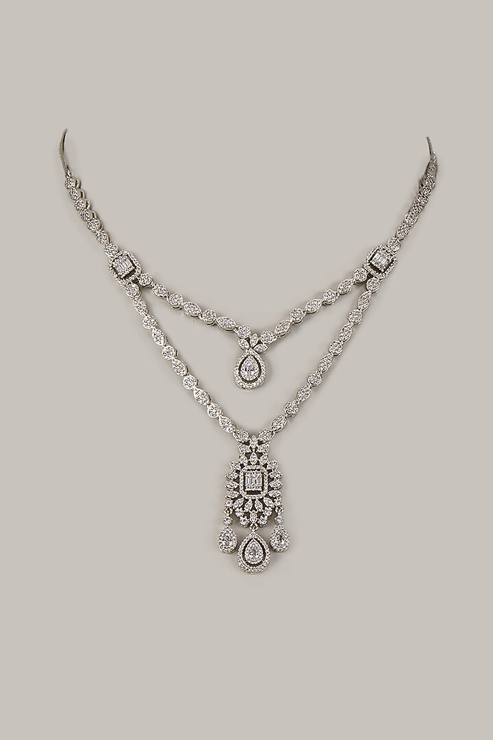 White Finish Zircon Layered Necklace by Aster at Pernia's Pop Up Shop