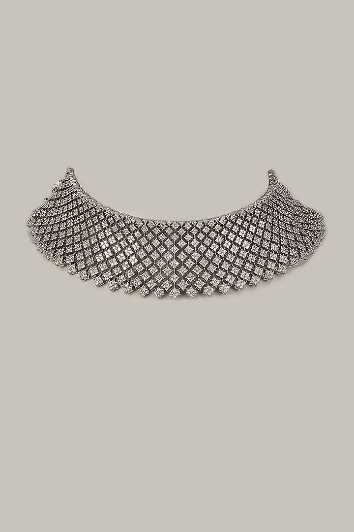 White Finish Zircon Choker Necklace by Aster at Pernia's Pop Up Shop