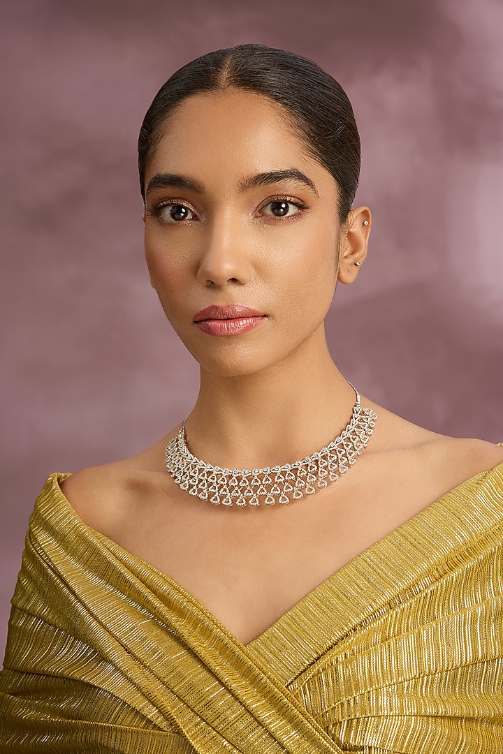 White Finish White Stone Necklace by Aster at Pernia's Pop Up Shop