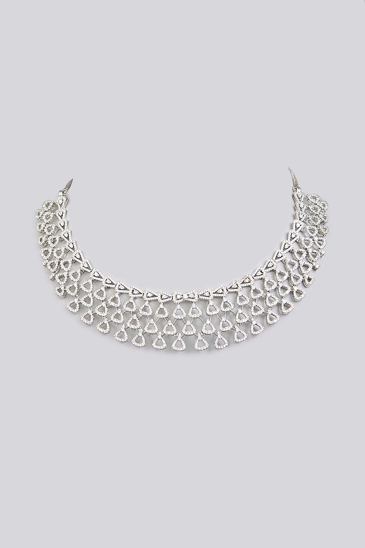 White Finish White Stone Necklace by Aster at Pernia's Pop Up Shop