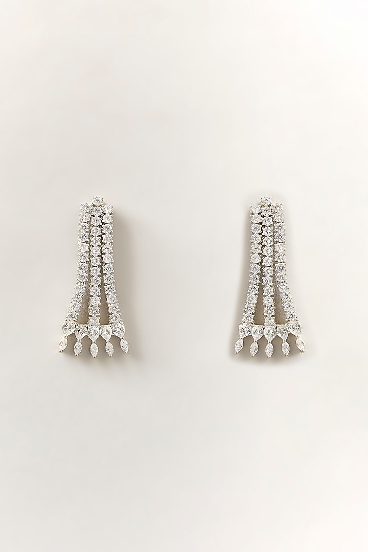 White Finish Zircon Dangler Earrings by Aster at Pernia's Pop Up Shop