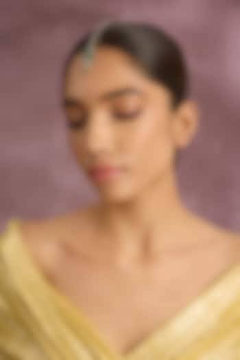 White Finish Green Stone Maangtikka by Aster at Pernia's Pop Up Shop