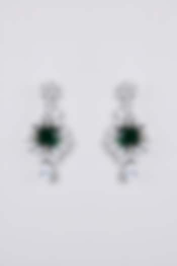 White Finish Emerald Stone Dangler Earrings by Aster at Pernia's Pop Up Shop
