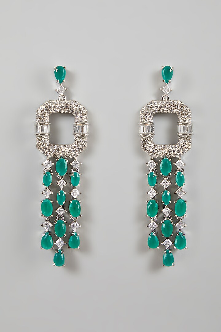 White Finish Diamond Earrings by Aster at Pernia's Pop Up Shop