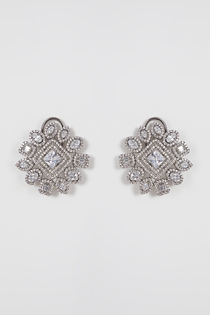 White Finish Faux Diamond Earrings by Aster at Pernia's Pop Up Shop