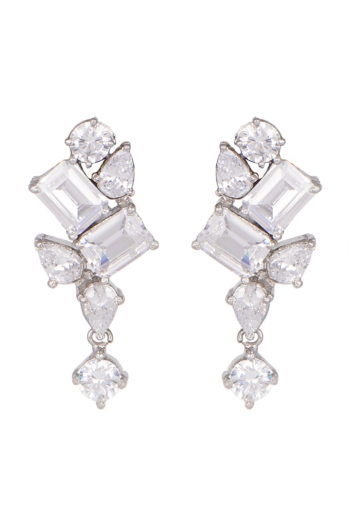 White Finish Diamond Earrings by Aster at Pernia's Pop Up Shop