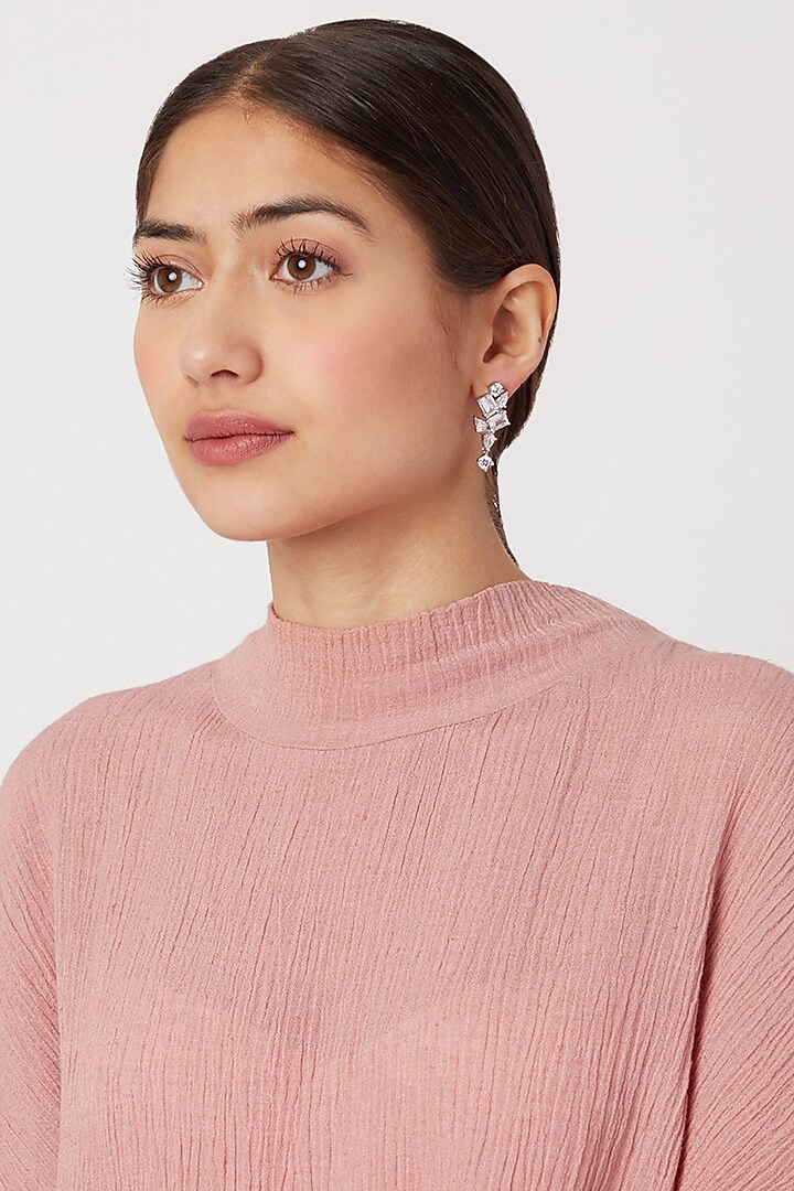 White Finish Diamond Earrings by Aster at Pernia's Pop Up Shop