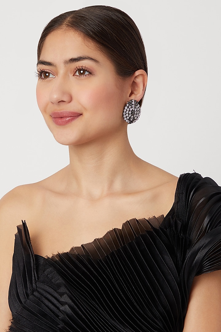Black Rhodium Finish Stud Earrings by Aster at Pernia's Pop Up Shop