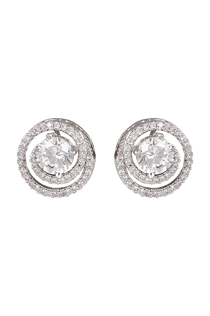 White Finish Diamond Stud Earrings by Aster at Pernia's Pop Up Shop