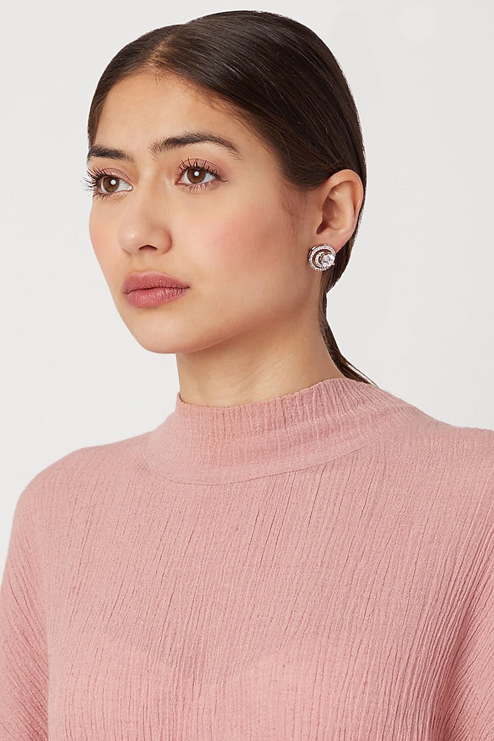 White Finish Diamond Stud Earrings by Aster at Pernia's Pop Up Shop