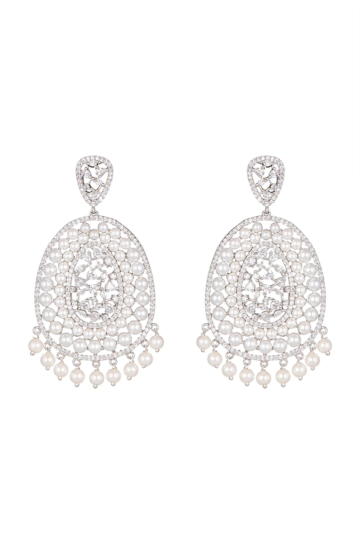White Finish Pearl Earrings by Aster at Pernia's Pop Up Shop