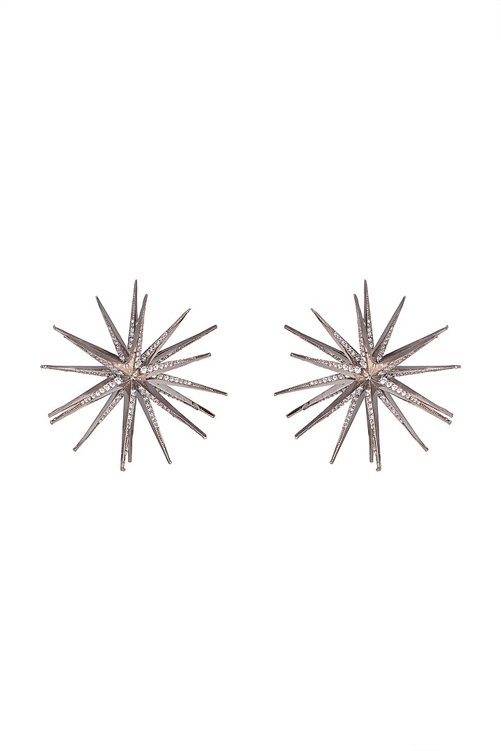 Black Rhodium Finish Spiked Earrings by Aster at Pernia's Pop Up Shop