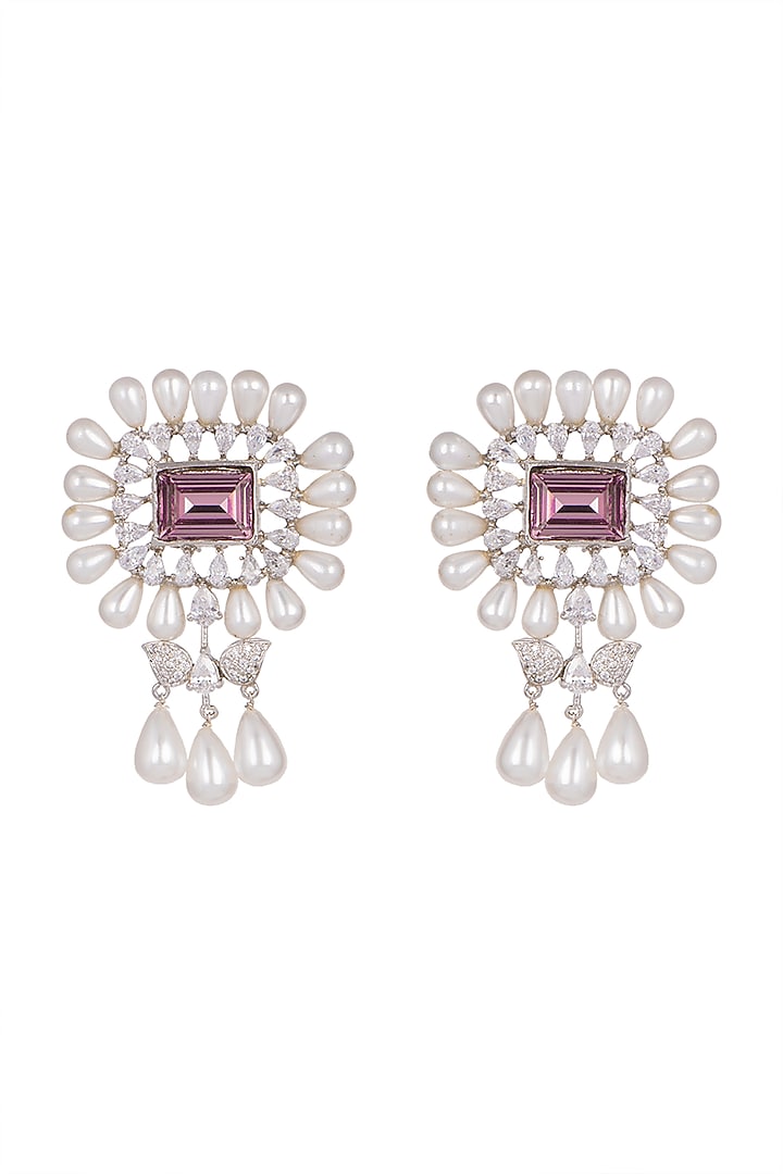 White Finish Pearl Dangler Earrings by Aster at Pernia's Pop Up Shop