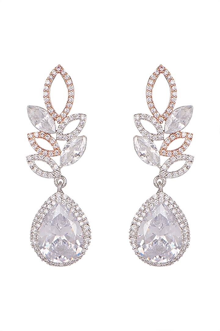 White Finish Leaf Shaped Earrings by Aster at Pernia's Pop Up Shop