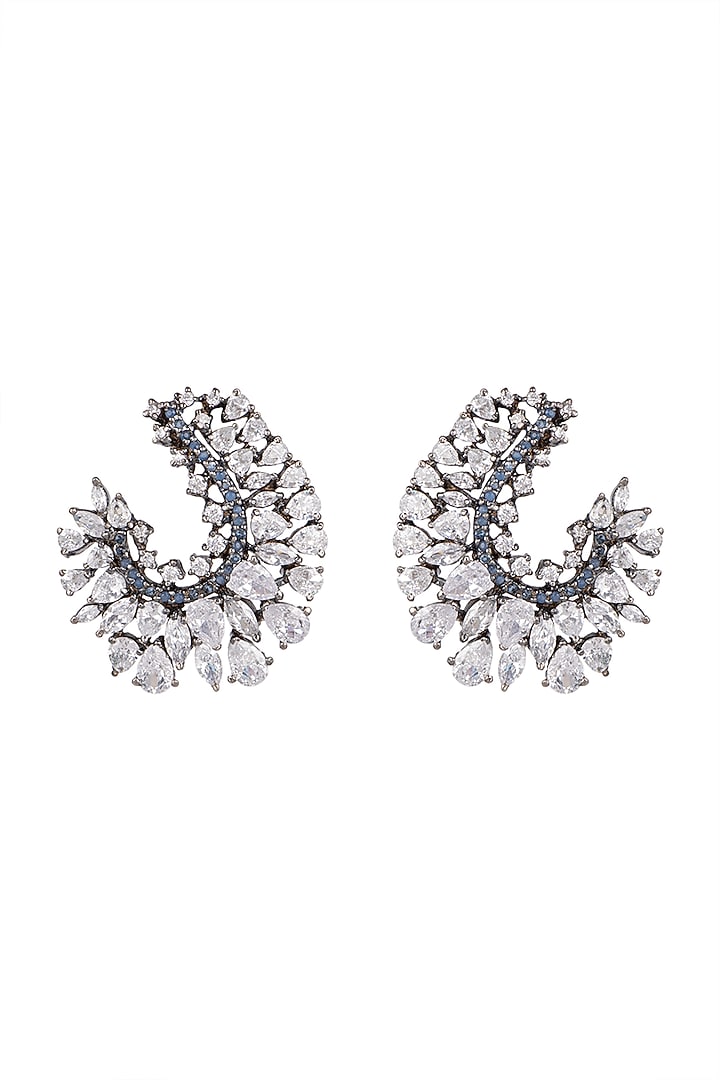 Black Rhodium Finish Blue Stone Earrings by Aster at Pernia's Pop Up Shop