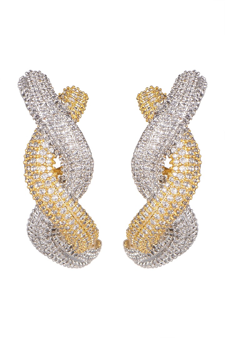 Gold & White Finish Bali Earrings by Aster at Pernia's Pop Up Shop