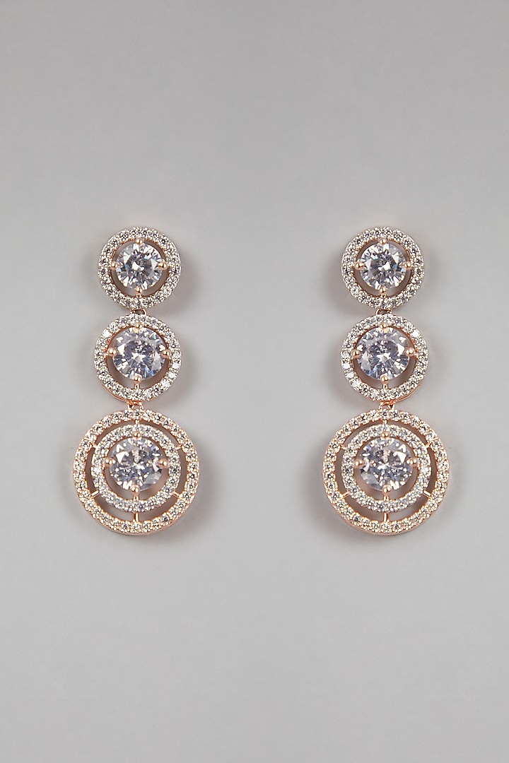 Rose Gold Finish Faux Diamond Earrings by Aster at Pernia's Pop Up Shop