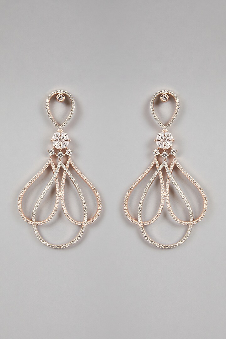 Rose Gold & White Finish Earrings by Aster at Pernia's Pop Up Shop