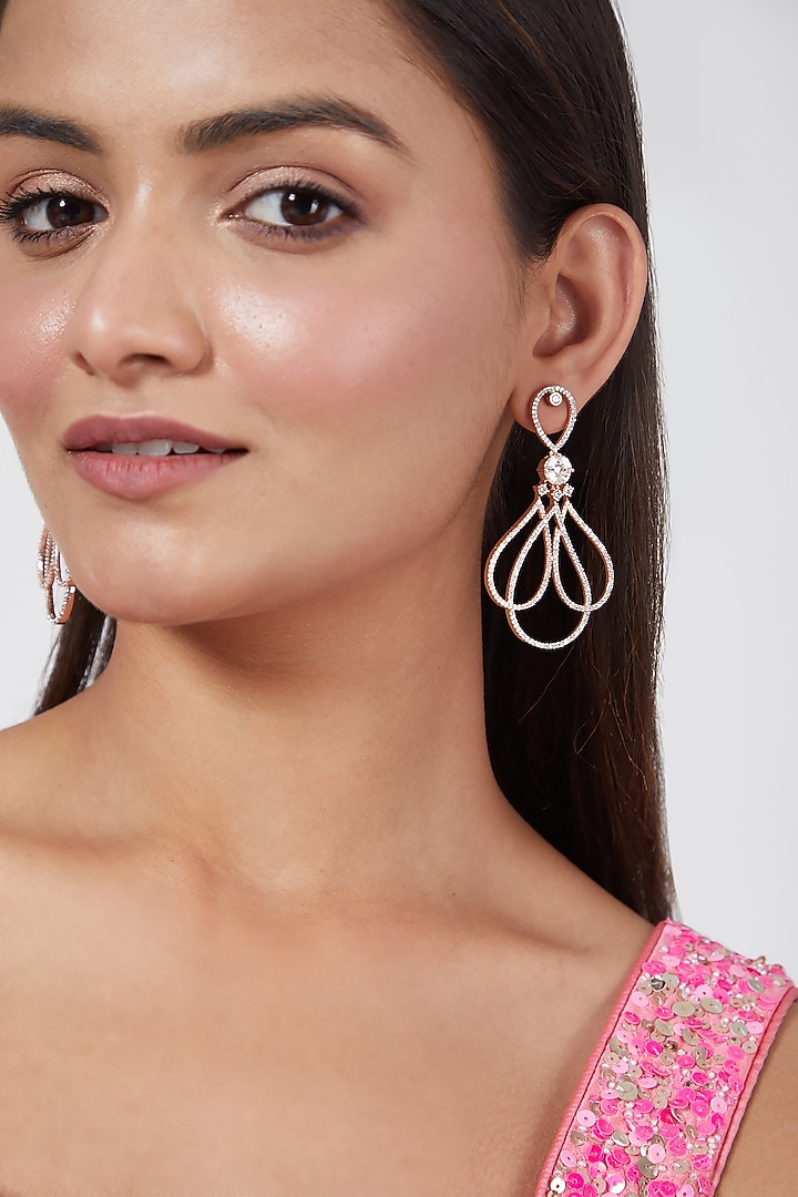 Rose Gold & White Finish Earrings by Aster at Pernia's Pop Up Shop