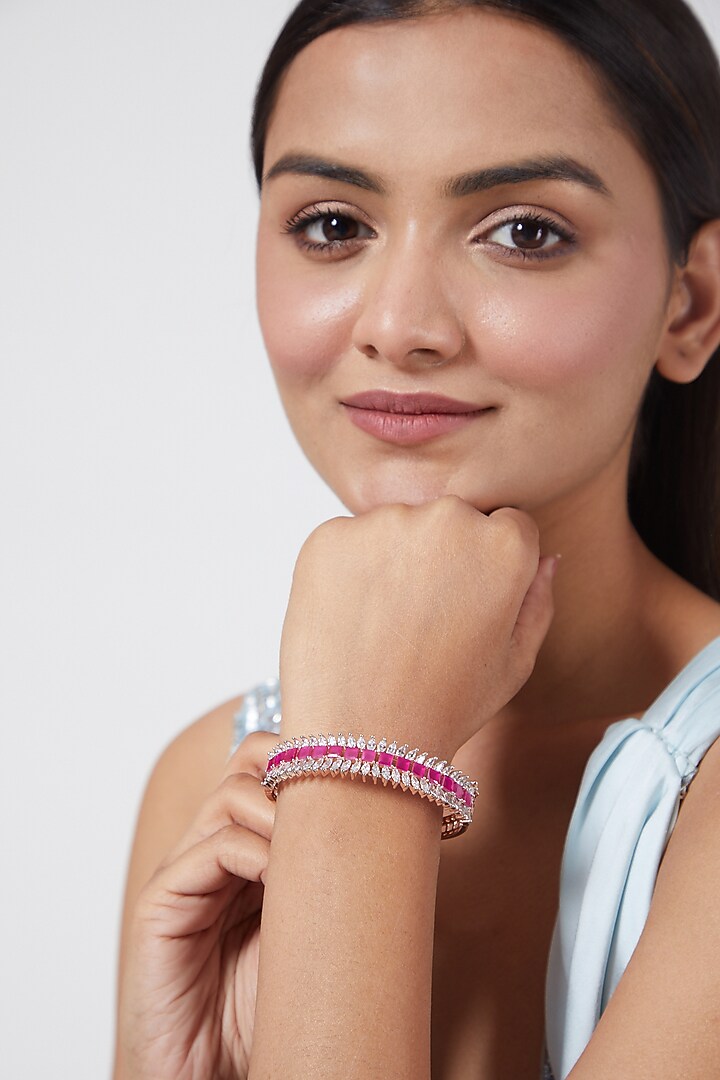 Rose Gold Finish Faux Diamond Bangles by Aster at Pernia's Pop Up Shop