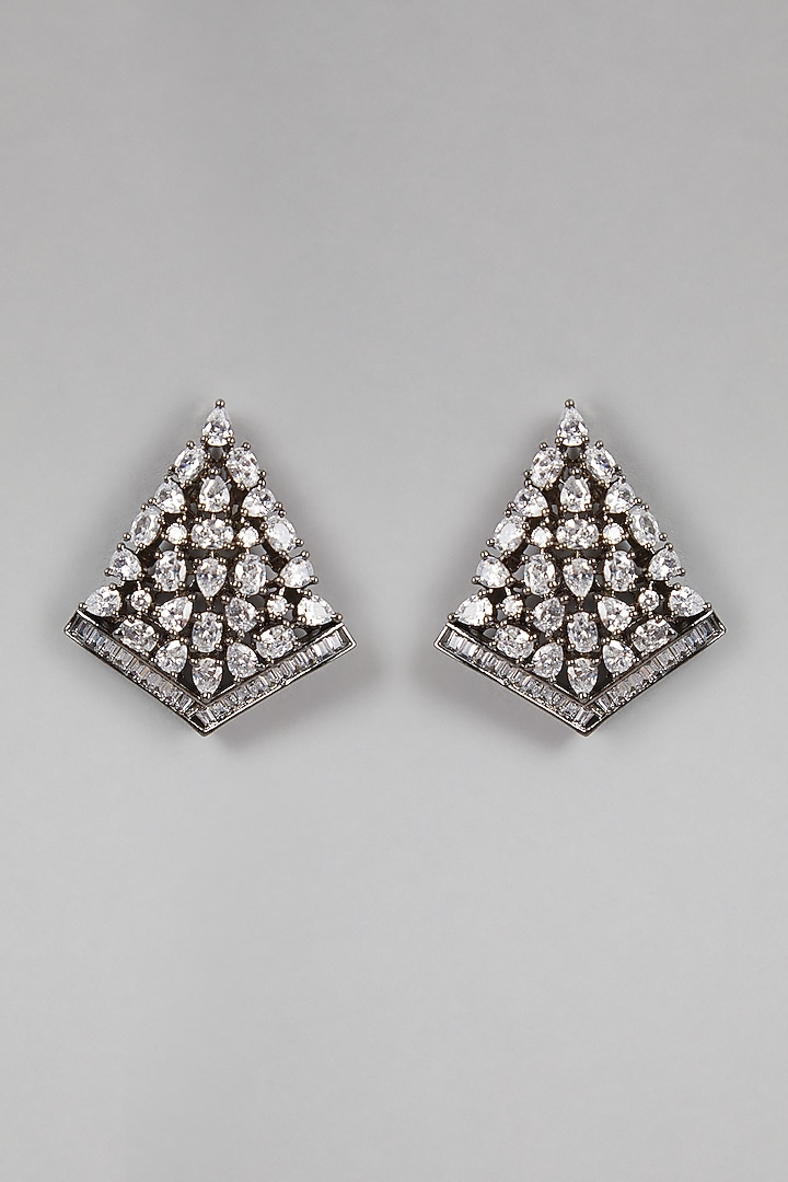 Black Rhodium Finish Stud Earrings by Aster at Pernia's Pop Up Shop