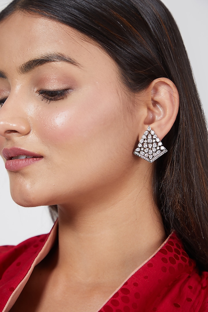 Black Rhodium Finish Stud Earrings by Aster at Pernia's Pop Up Shop