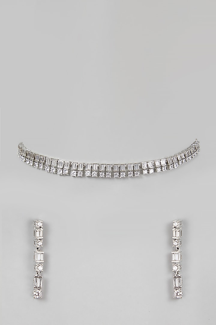 White Finish Diamond Necklace Set by Aster at Pernia's Pop Up Shop