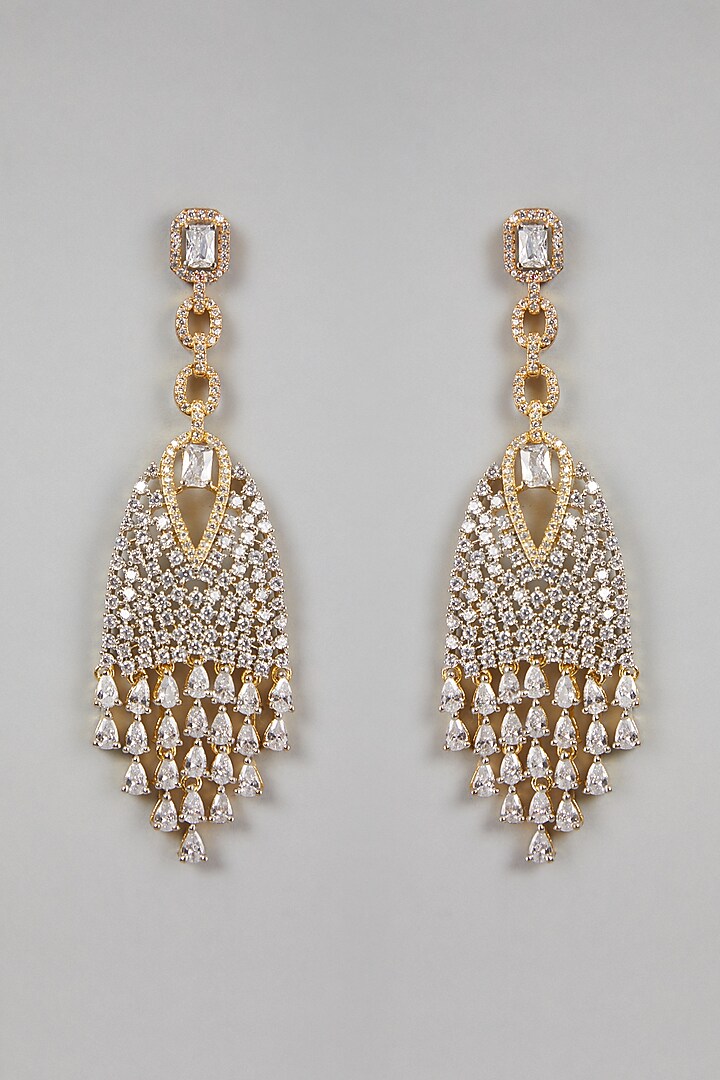 Gold Finish Diamond Earrings by Aster at Pernia's Pop Up Shop