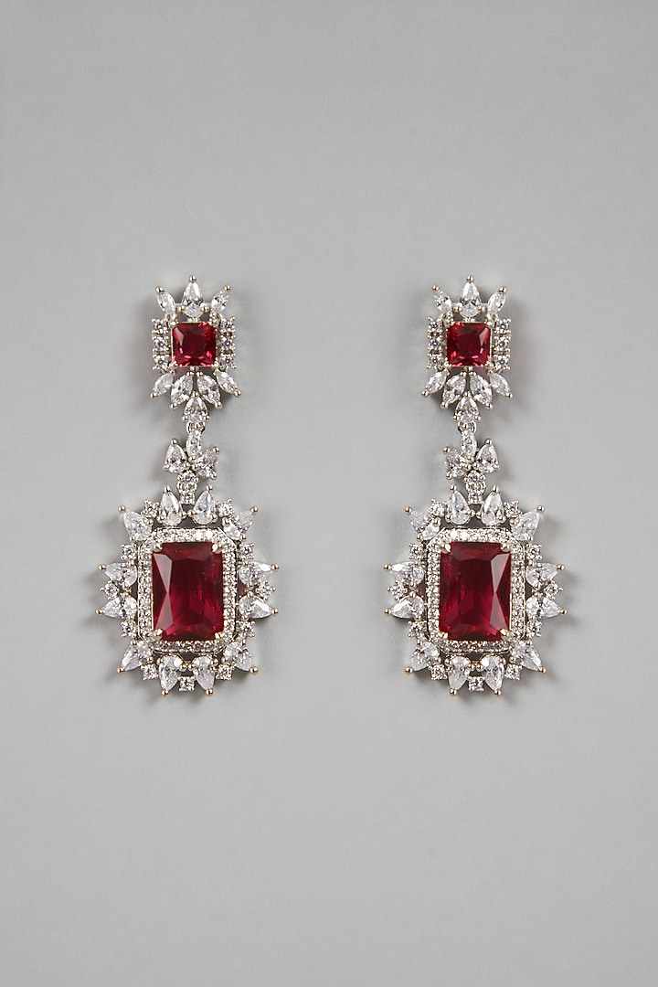 White Finish Red Stones & Zircon Necklace Set by Aster at Pernia's Pop Up Shop