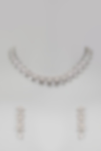 White Finish Choker Necklace Set by Aster