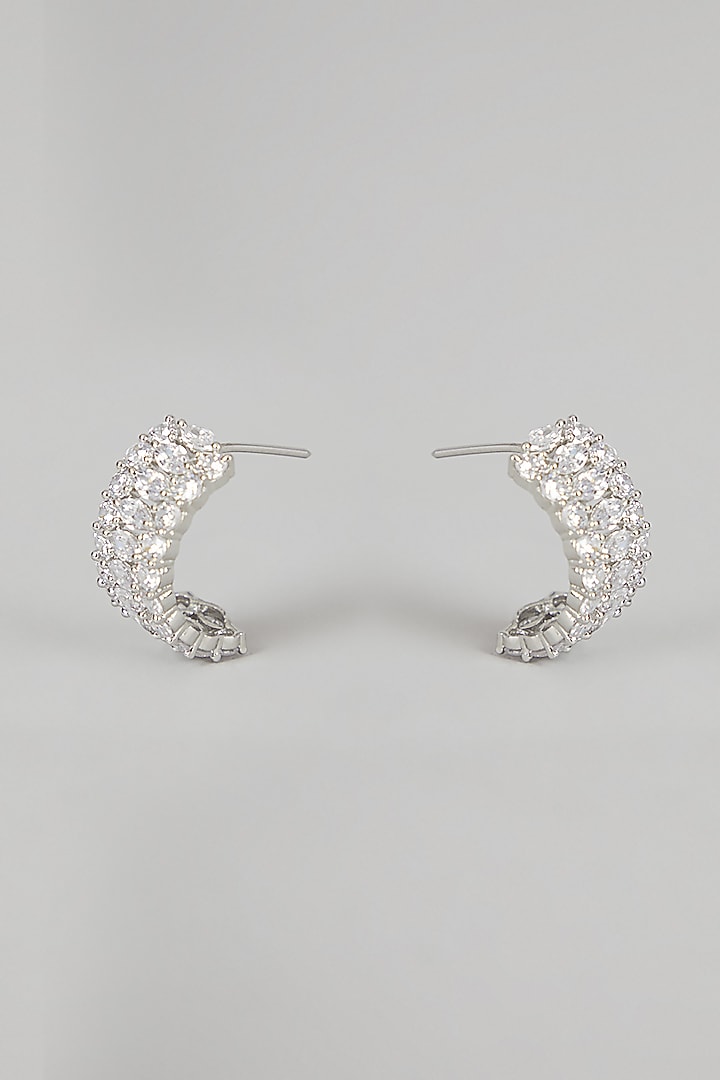 White Finish Zircon Stud Earrings by Aster at Pernia's Pop Up Shop