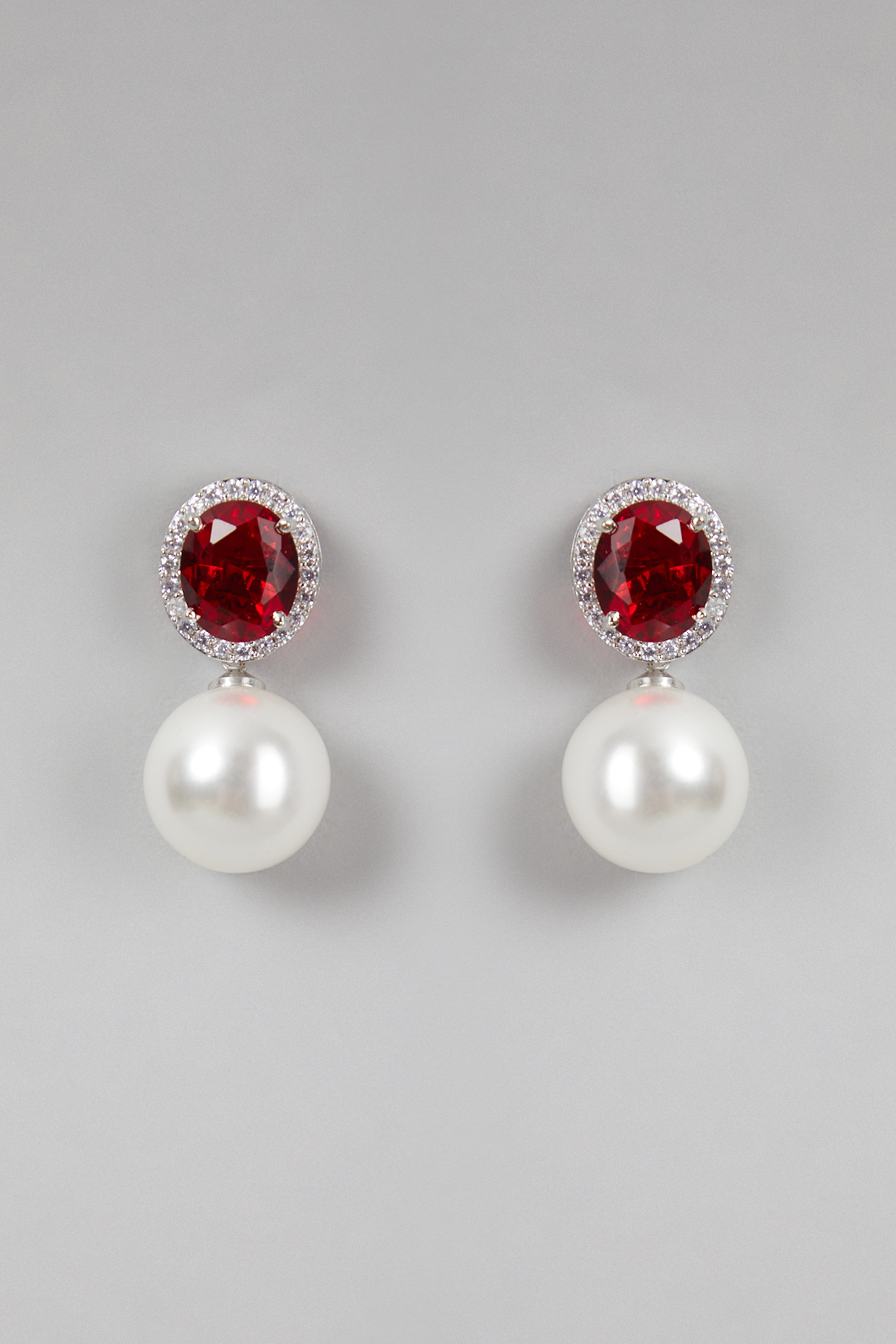 White Finish Pearls Earrings by Aster