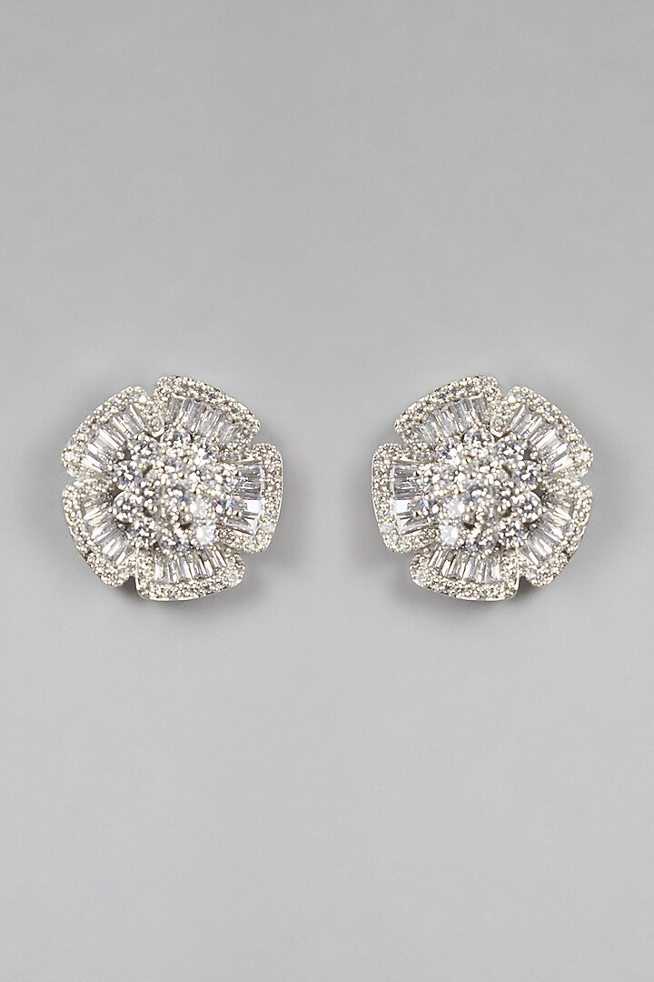 White Finish Stud Earrings by Aster at Pernia's Pop Up Shop