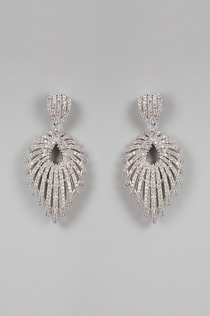 White Finish Zircon Earrings by Aster at Pernia's Pop Up Shop