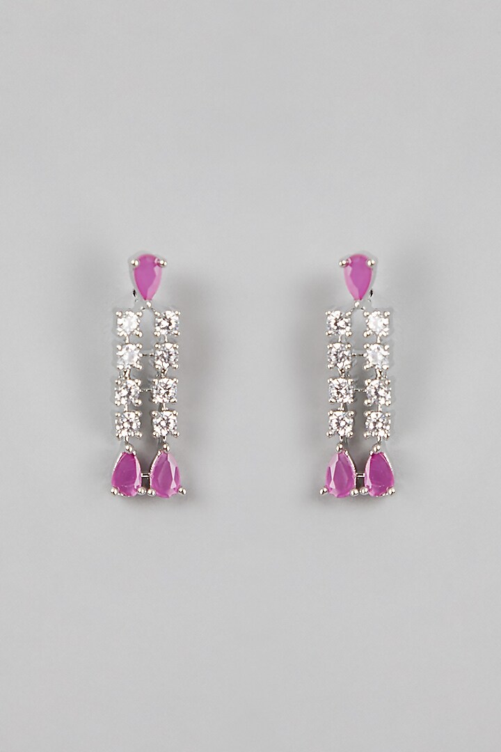 White Finish Pink Stones Necklace Set by Aster at Pernia's Pop Up Shop
