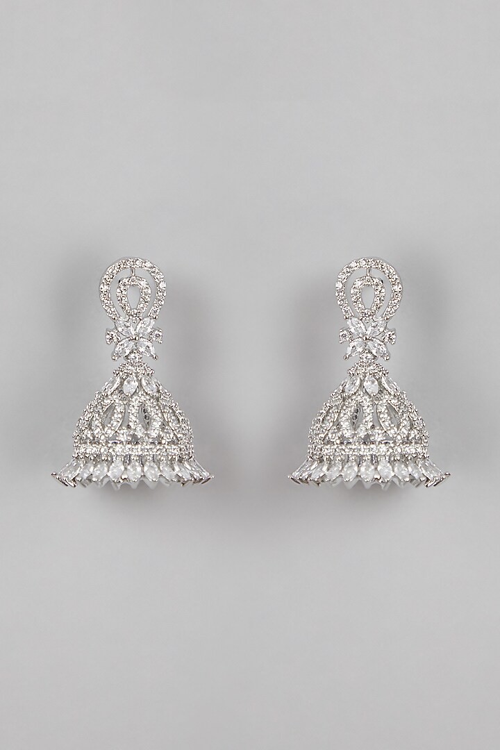 White Finish Faux Diamonds Sleak Necklace Set by Aster at Pernia's Pop Up Shop