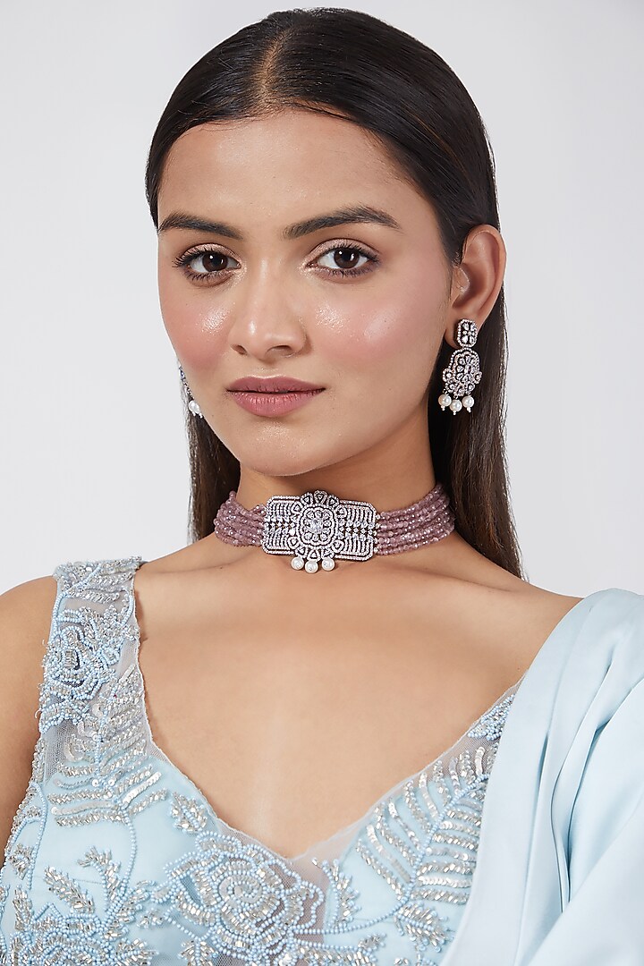 Rose Gold & White Finish Necklace Set by Aster at Pernia's Pop Up Shop