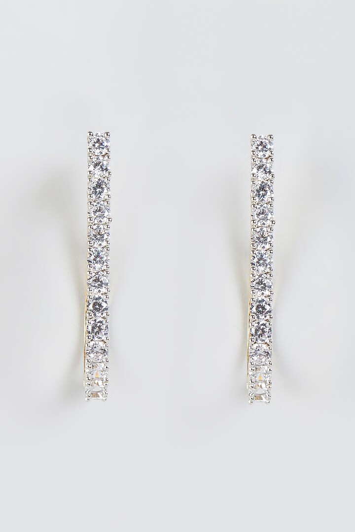 Gold Finish Zircon Hoop Earrings by Aster at Pernia's Pop Up Shop