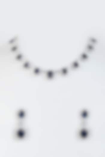 White Finish Zircon & Blue Stone Choker Necklace Set by Aster at Pernia's Pop Up Shop
