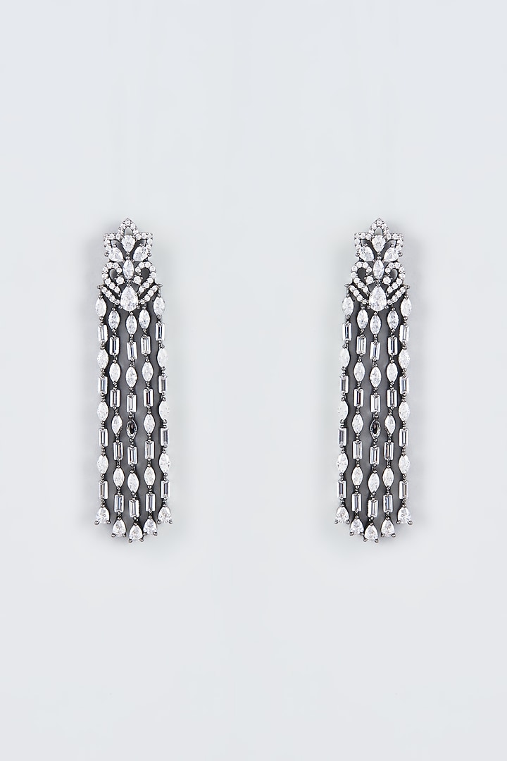 Black Rhodium Finish Zircon Dangler Earrings by Aster at Pernia's Pop Up Shop