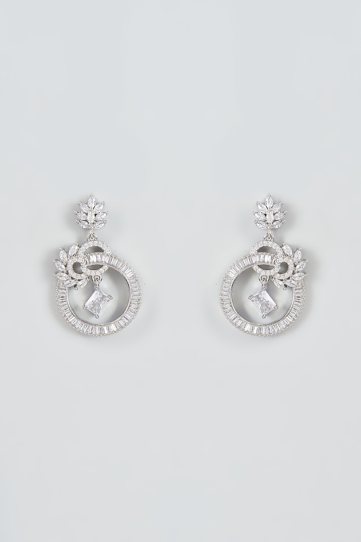 White Finish Zircon Dangler Earrings by Aster at Pernia's Pop Up Shop