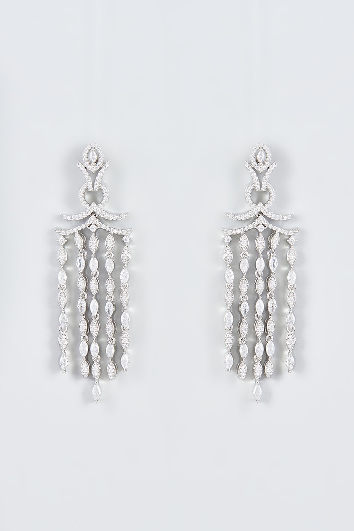 White Finish Zircon Dangler Earrings by Aster at Pernia's Pop Up Shop