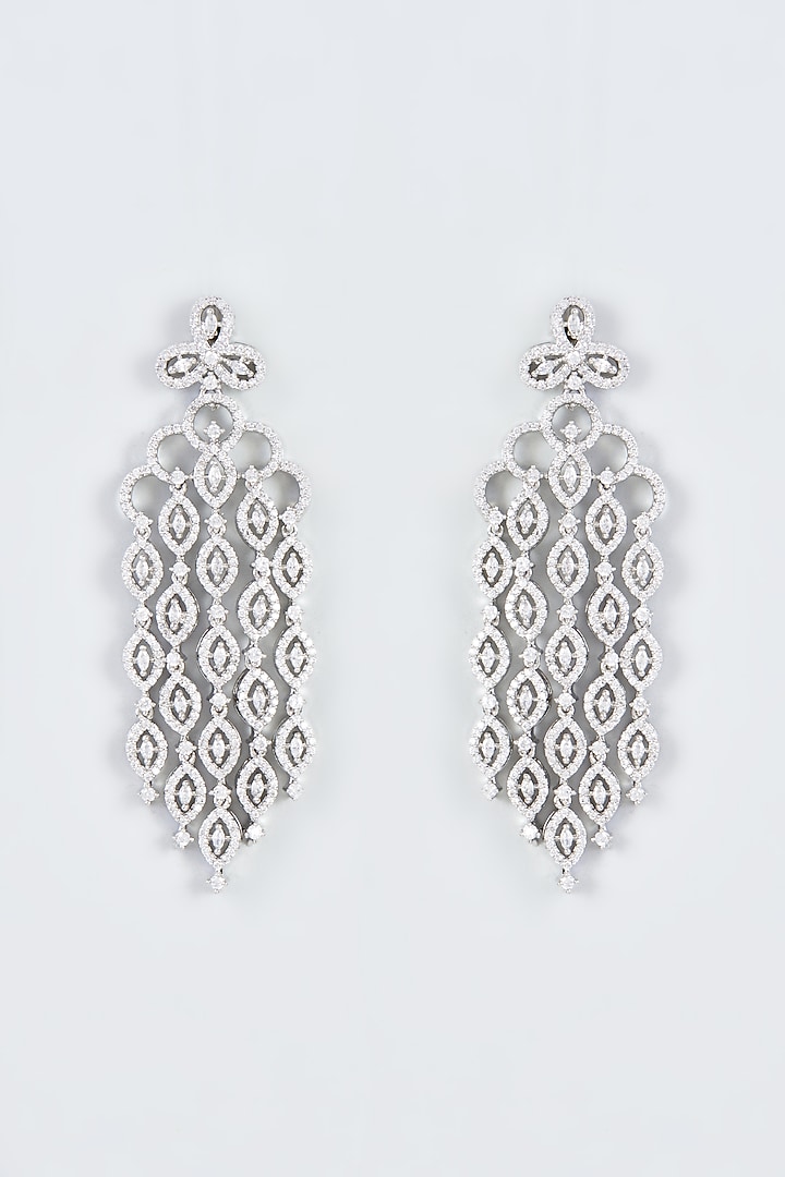 White Finish Zircon Dangler Earrings by Aster at Pernia's Pop Up Shop