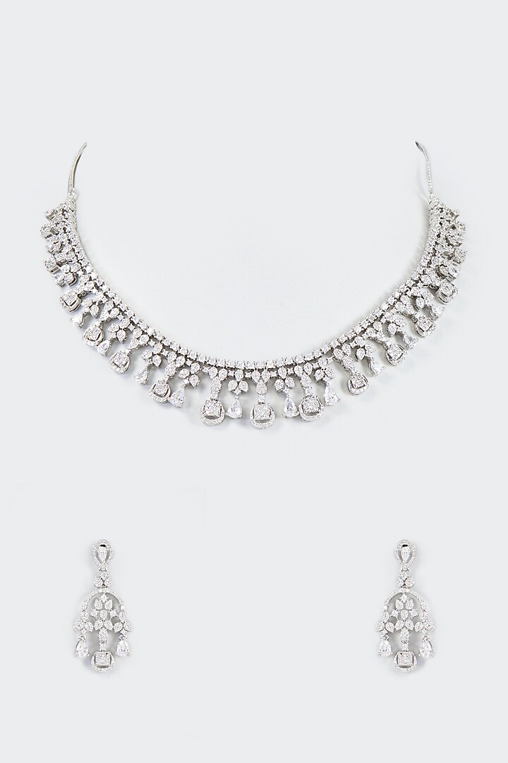 White Finish Zircon Necklace Set by Aster at Pernia's Pop Up Shop
