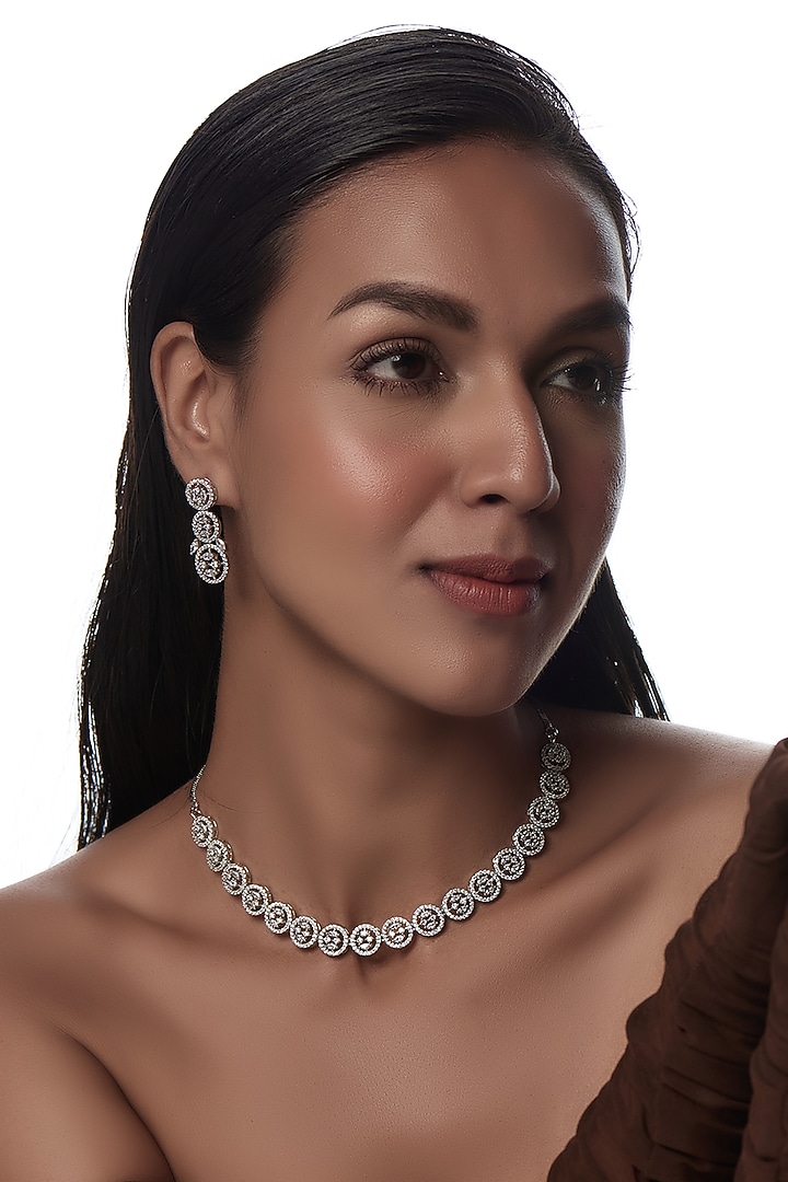 White Finish Zircon Necklace Set by Aster at Pernia's Pop Up Shop