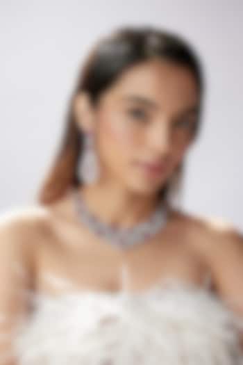 White Finish Zircon & Red Stone Necklace Set by Aster at Pernia's Pop Up Shop