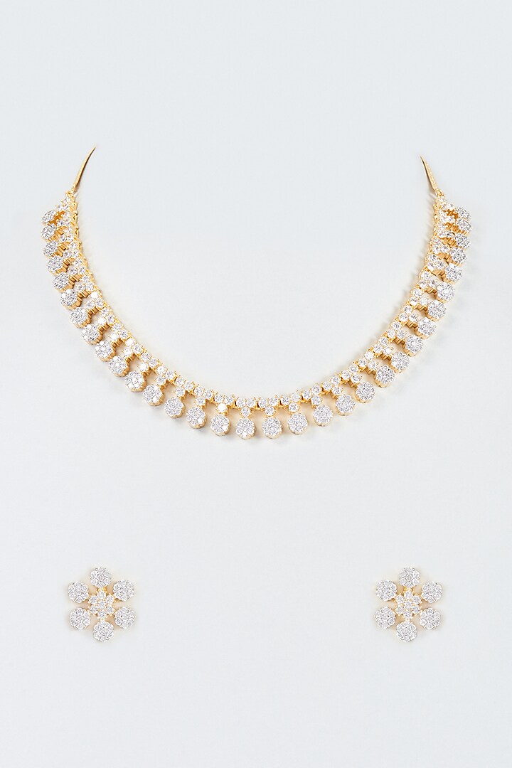Gold Finish Zircon Necklace Set by Aster at Pernia's Pop Up Shop